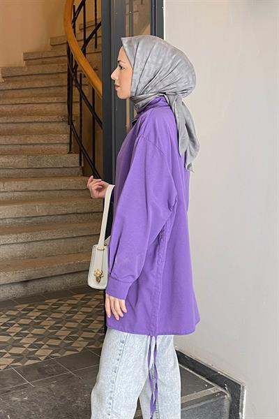Oversize Gömlek Mor