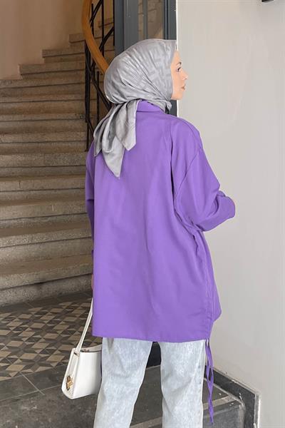 Oversize Gömlek Mor