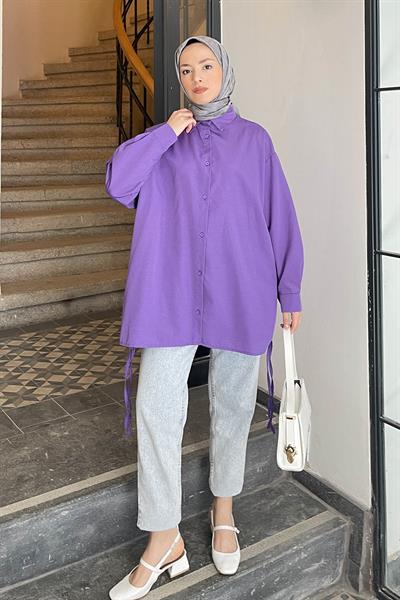 Oversize Gömlek Mor