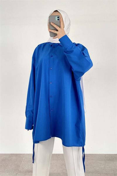 Oversize Gömlek Saks Mavisi