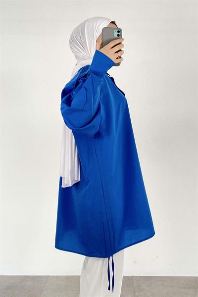 Oversize Gömlek Saks Mavisi