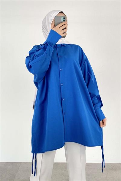 Oversize Gömlek Saks Mavisi