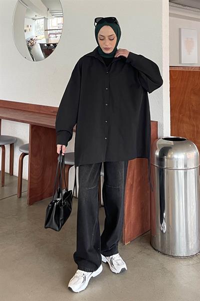 Oversize Gömlek Siyah