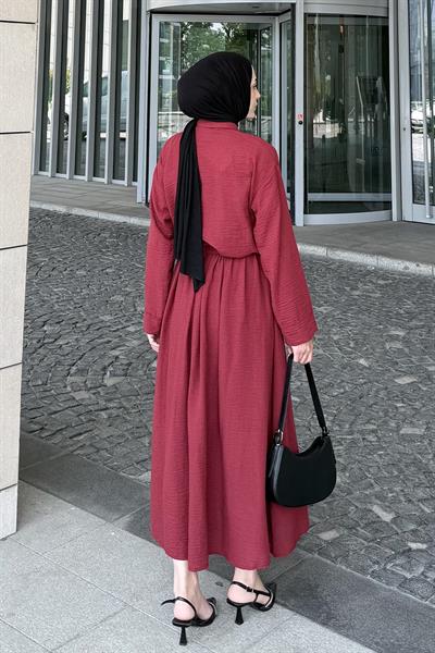 Pera Keten Etekli Takım Bordo