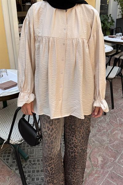 Roba Detaylı Tesettür Gömlek Bej