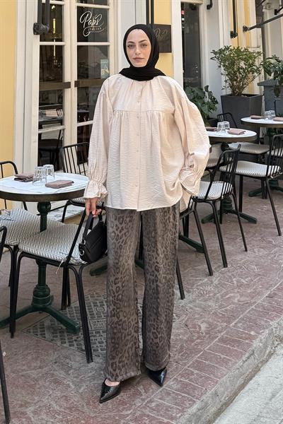 Roba Detaylı Tesettür Gömlek Bej