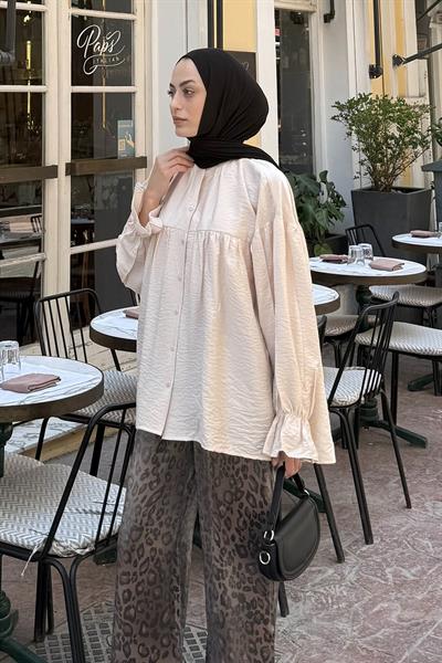 Roba Detaylı Tesettür Gömlek Bej