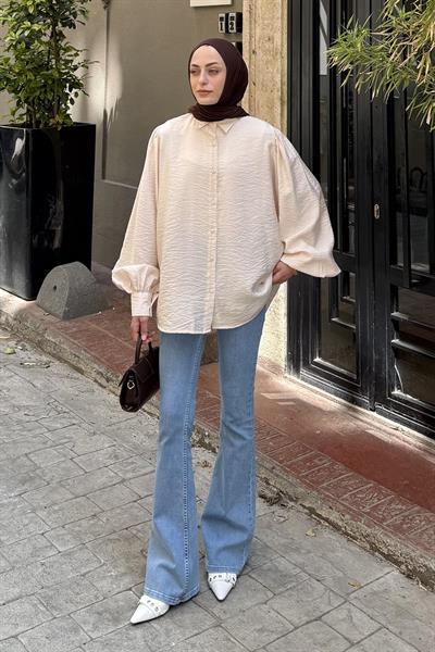 Sedef Balon Kol Gömlek Taş