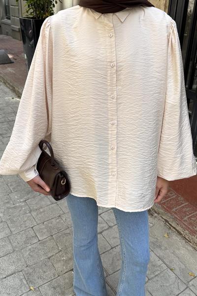 Sedef Balon Kol Gömlek Taş