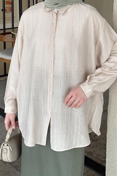 Siena Keten Tesettür Gömlek Taş