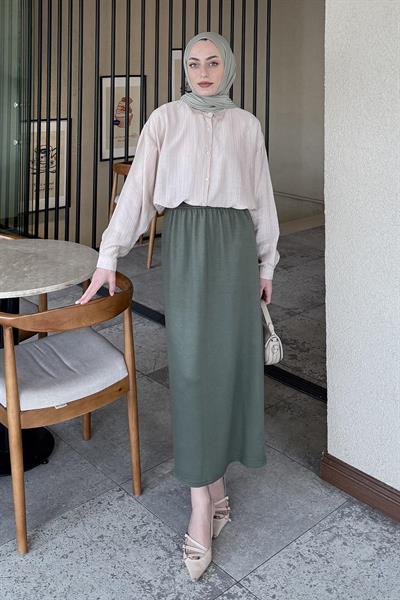 Siena Keten Tesettür Gömlek Taş