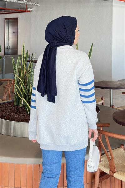 Yarım Fermuarlı Sweatshirt Tunik Gri