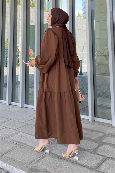 Yazlık Elica Elbise Acı Kahverengi