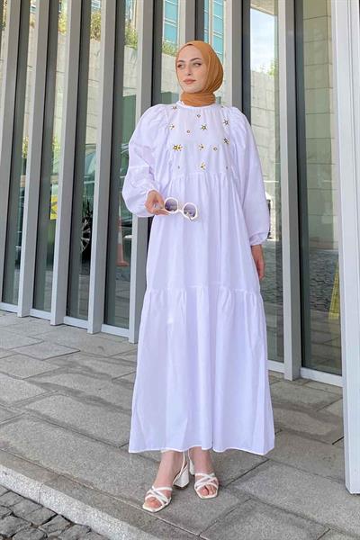 Yazlık Elica Elbise Beyaz