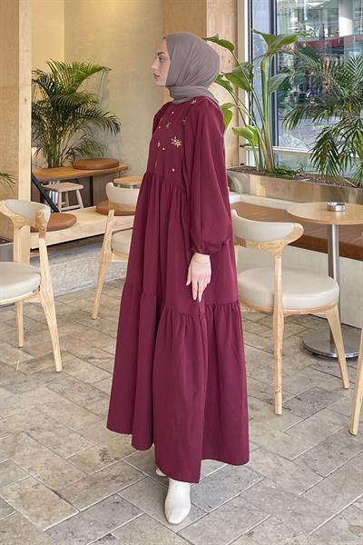 Yazlık Elica Elbise Bordo