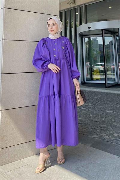 Yazlık Elica Elbise Mor