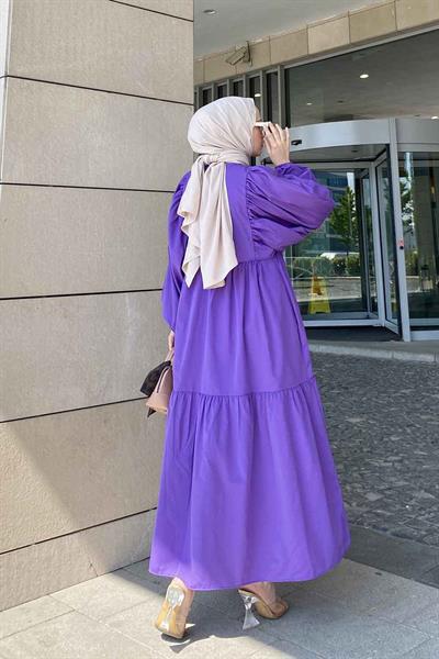 Yazlık Elica Elbise Mor