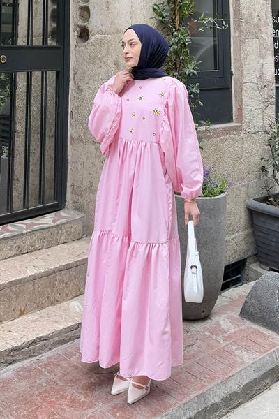 Yazlık Elica Elbise Şeker Pembesi