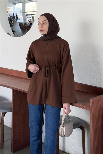 Yırtmaç Detaylı Sweat Acı Kahverengi