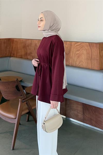 Yırtmaç Detaylı Sweat Bordo