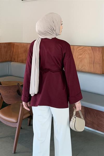 Yırtmaç Detaylı Sweat Bordo