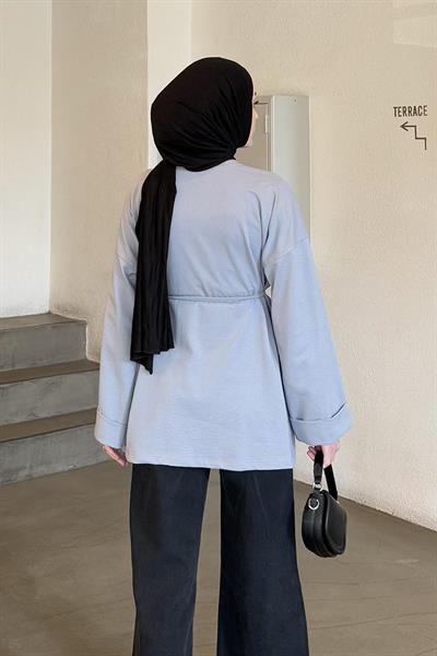 Yırtmaç Detaylı Sweat Gri