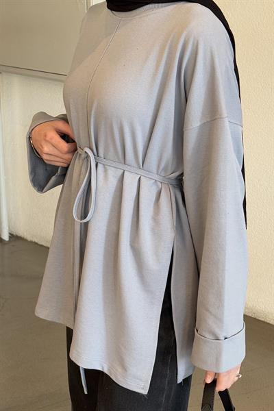 Yırtmaç Detaylı Sweat Gri