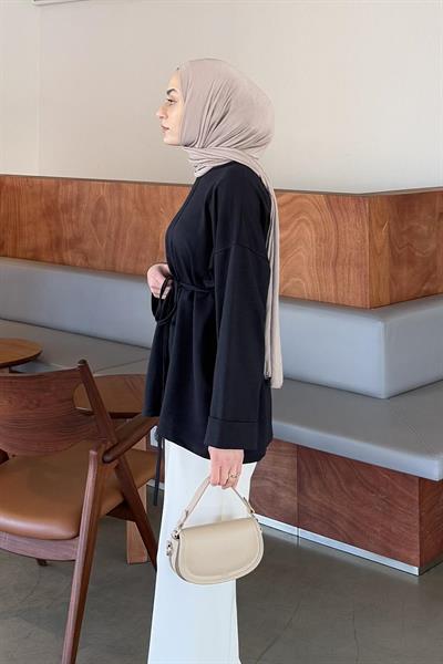 Yırtmaç Detaylı Sweat Siyah