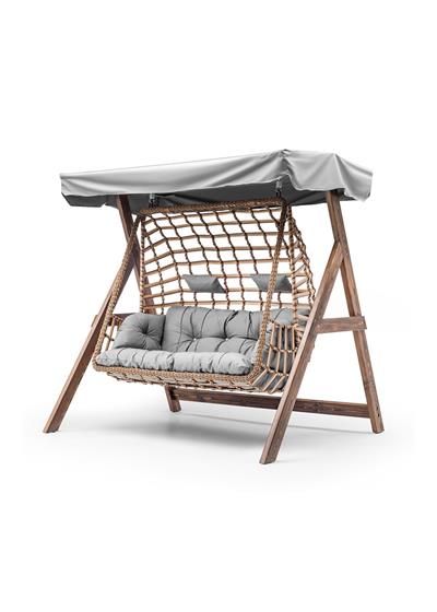 GİRNE ÇİFTLİ AHŞAP-RATTAN SALINCAK