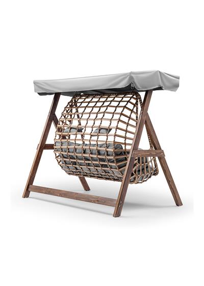 GİRNE ÇİFTLİ AHŞAP-RATTAN SALINCAK