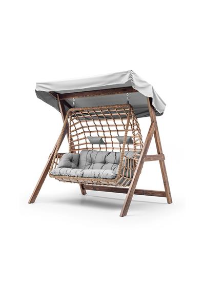 GİRNE ÇİFTLİ AHŞAP-RATTAN SALINCAK