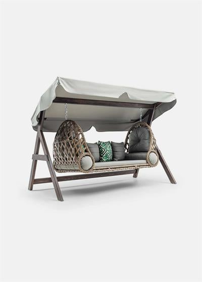 SALTANAT ÇİFTLİ AHŞAP-RATTAN SALINCAK