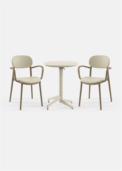 TİLİA BİSTRO SET MOON MASA KATLANIR Ø60 CM YUVARLAK - DUO KOLTUK