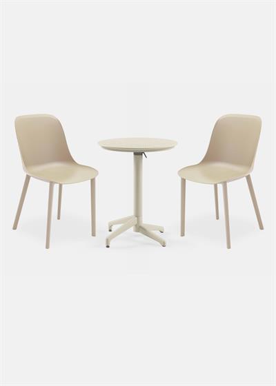 TİLİA BİSTRO SET MOON MASA KATLANIR Ø60 CM YUVARLAK - SHELL-P SANDALYE