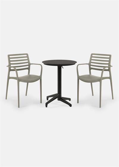 TİLİA BİSTRO SET MOON MASA KATLANIR Ø60 CM YUVARLAK - LOUİSE-XL KOLTUK