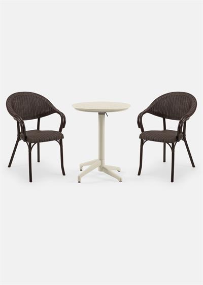 TİLİA BİSTRO SET MOON MASA KATLANIR Ø60 CM YUVARLAK - FLASH-R KOLTUK