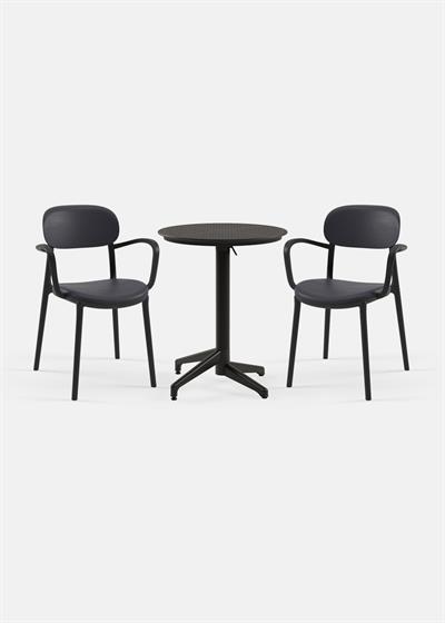 TİLİA BİSTRO SET MOON MASA KATLANIR Ø60 CM YUVARLAK - DUO KOLTUK