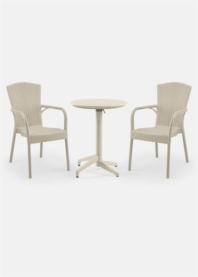 TİLİA BİSTRO SET MOON MASA KATLANIR Ø60 CM YUVARLAK - ROYAL KOLTUK