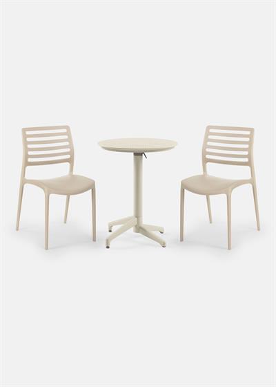 TİLİA BİSTRO SET MOON MASA KATLANIR Ø60 CM YUVARLAK - LOUİSE SANDALYE