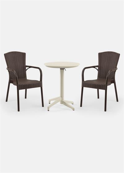 TİLİA BİSTRO SET MOON MASA KATLANIR Ø60 CM YUVARLAK - ROYAL KOLTUK