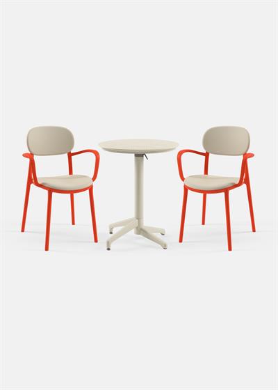 TİLİA BİSTRO SET MOON MASA KATLANIR Ø60 CM YUVARLAK - DUO KOLTUK