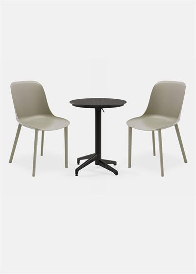 TİLİA BİSTRO SET MOON MASA KATLANIR Ø60 CM YUVARLAK - SHELL-P SANDALYE
