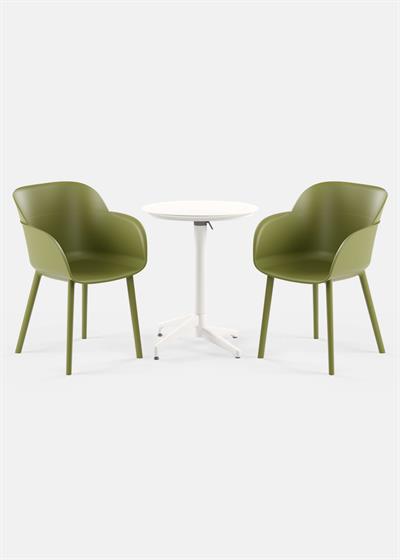 TİLİA BİSTRO SET MOON MASA KATLANIR Ø60 CM YUVARLAK - SHELL-P KOLTUK