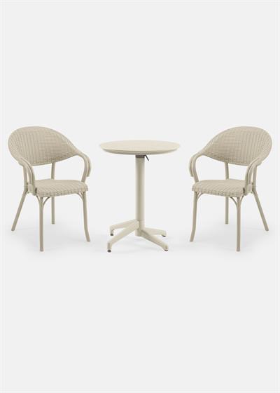 TİLİA BİSTRO SET MOON MASA KATLANIR Ø60 CM YUVARLAK - FLASH-R KOLTUK