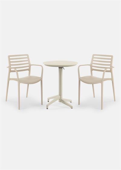 TİLİA BİSTRO SET MOON MASA KATLANIR Ø60 CM YUVARLAK - LOUİSE-XL KOLTUK