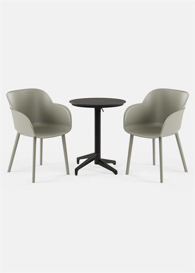 TİLİA BİSTRO SET MOON MASA KATLANIR Ø60 CM YUVARLAK - SHELL-P KOLTUK