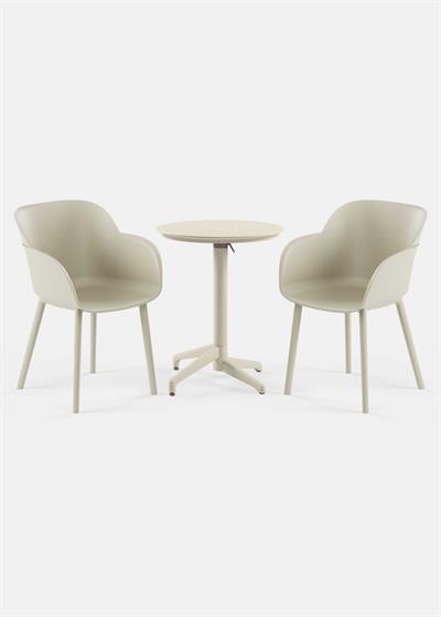 TİLİA BİSTRO SET MOON MASA KATLANIR Ø60 CM YUVARLAK - SHELL-P KOLTUK