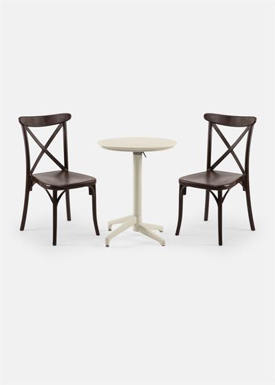TİLİA BİSTRO SET MOON MASA KATLANIR Ø60 CM YUVARLAK - CAPRİ SANDALYE