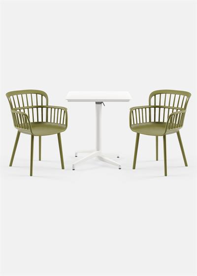 TİLİA BİSTRO SET MOON MASA KATLANIR 70X70 KARE - EVA-P KOLTUK