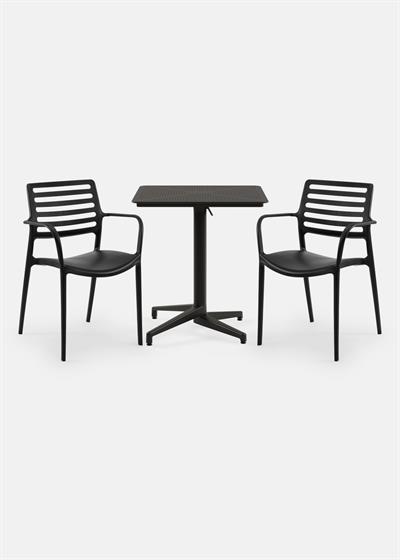 TİLİA BİSTRO SET MOON MASA KATLANIR 70X70 KARE - LOUİSE-XL KOLTUK